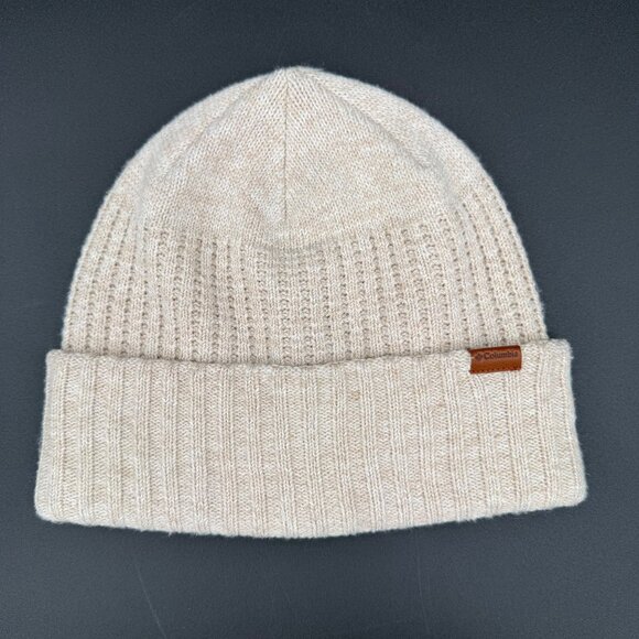 Columbia Beanie Hat Loma Vista Womens Ribbed Knit Dark Stone Cream - Picture 6 of 9